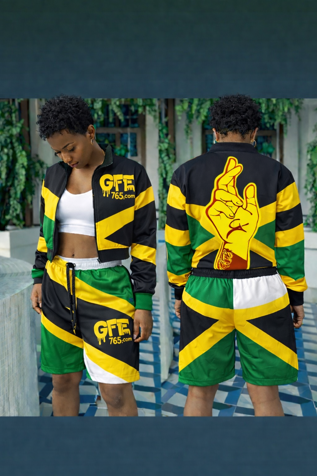 JAMAICA – REP YOUR FLAG CONVERTIBLE TRACKSUIT / SHORTS SET (WOMEN’S) 🇯🇲