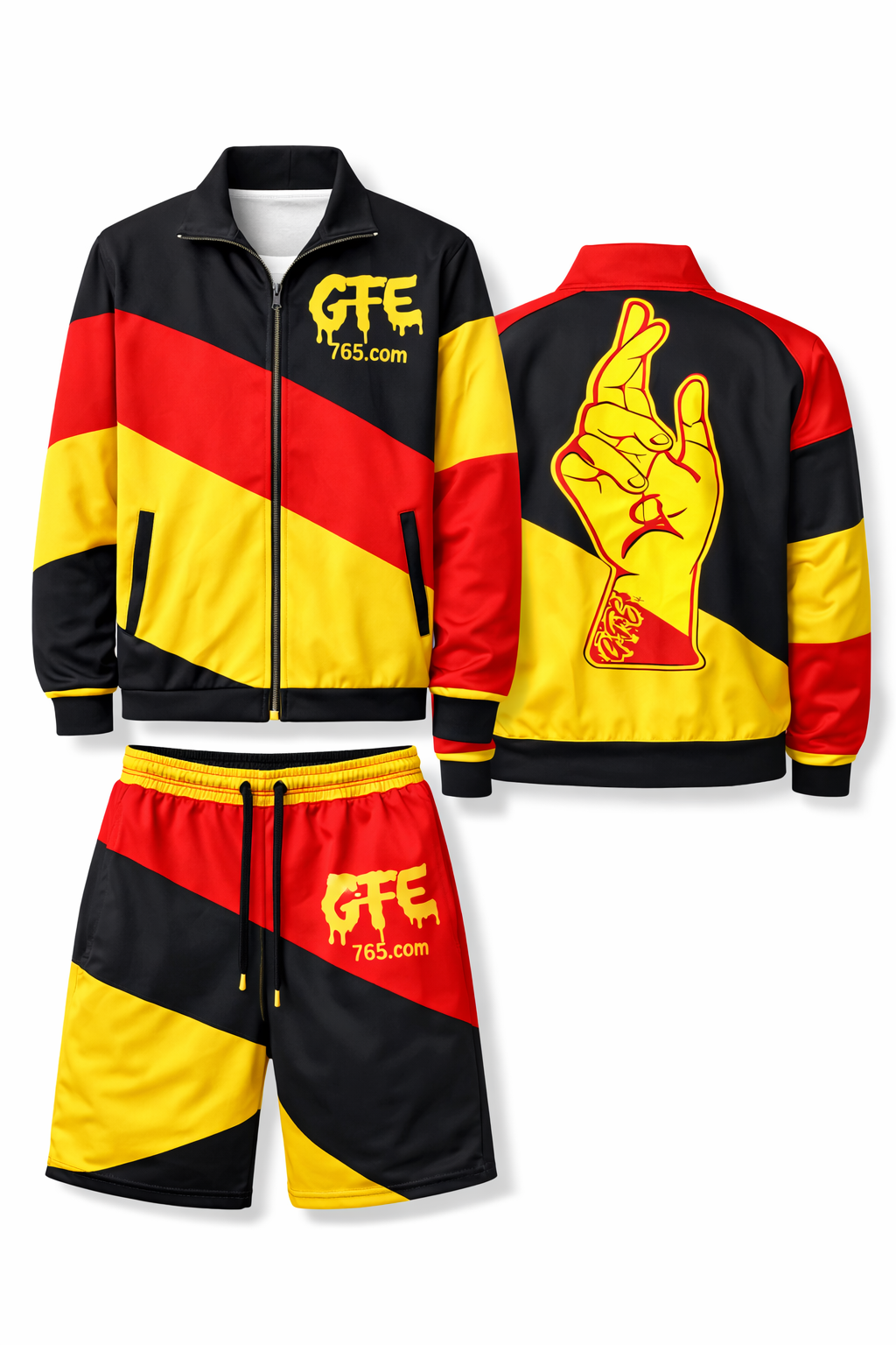UGANDA – REP YOUR FLAG CONVERTIBLE TRACKSUIT / SHORTS SET (MEN’S) 🇺🇬