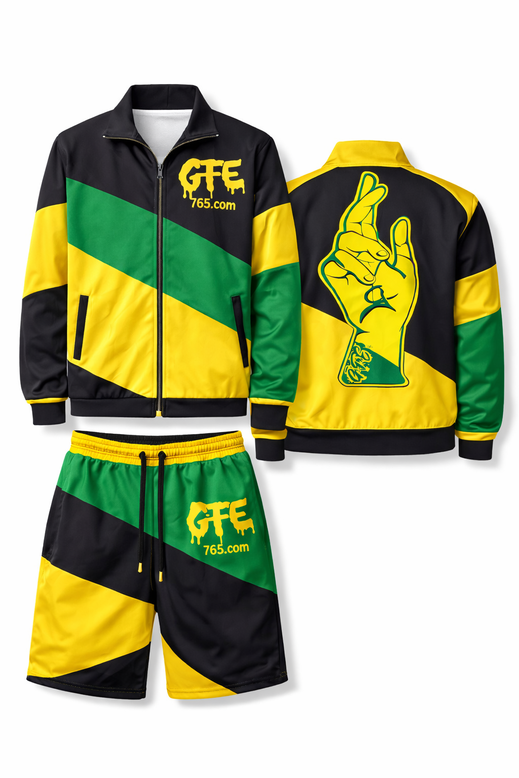 JAMAICA – REP YOUR FLAG CONVERTIBLE TRACKSUIT / SHORTS SET (MEN’S) 🇯🇲