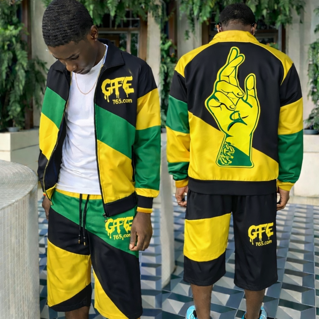 JAMAICA – REP YOUR FLAG CONVERTIBLE TRACKSUIT / SHORTS SET (MEN’S) 🇯🇲