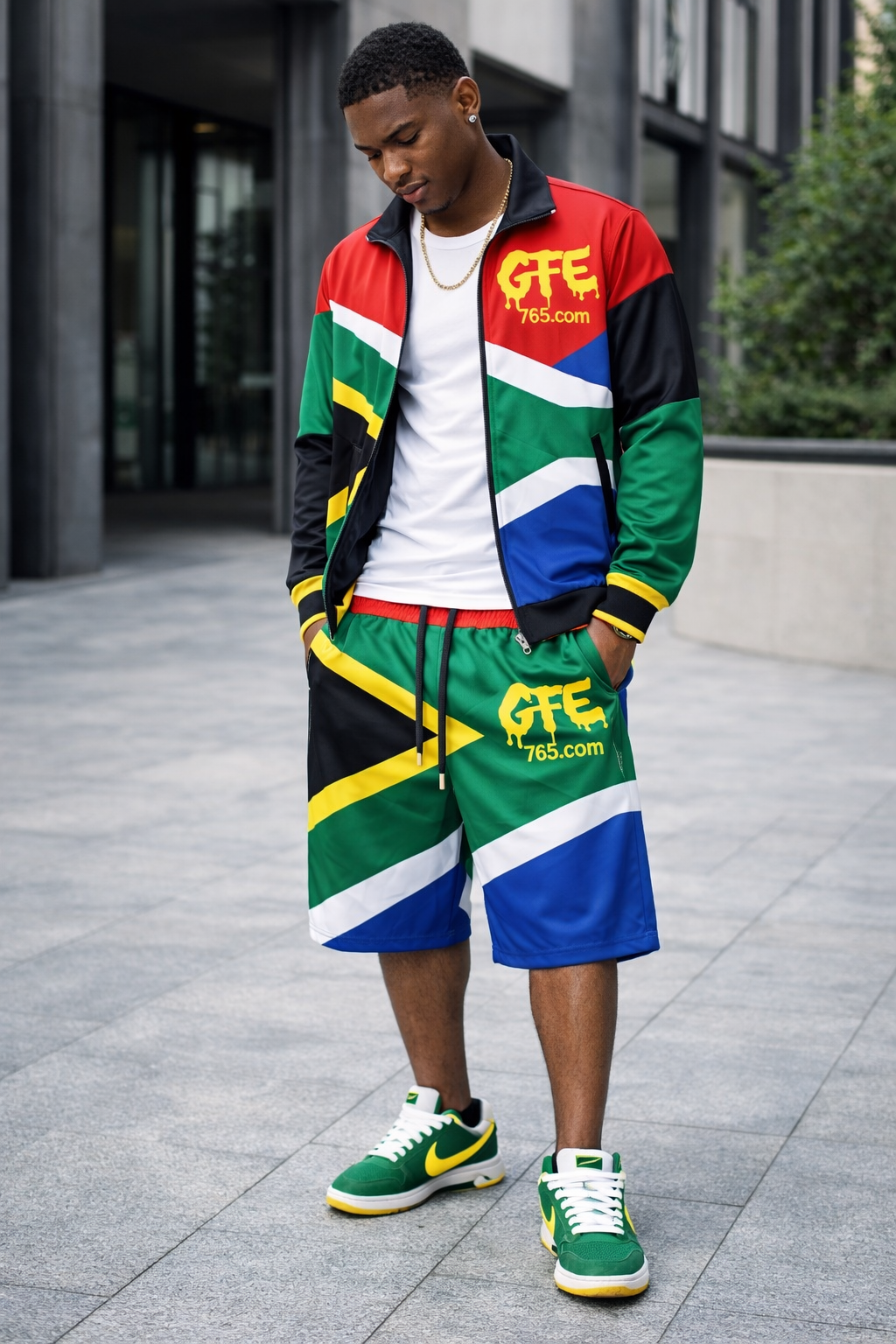 SOUTH AFRICA – REP YOUR FLAG CONVERTIBLE TRACKSUIT / SHORTS SET (MEN’S) 🇿🇦