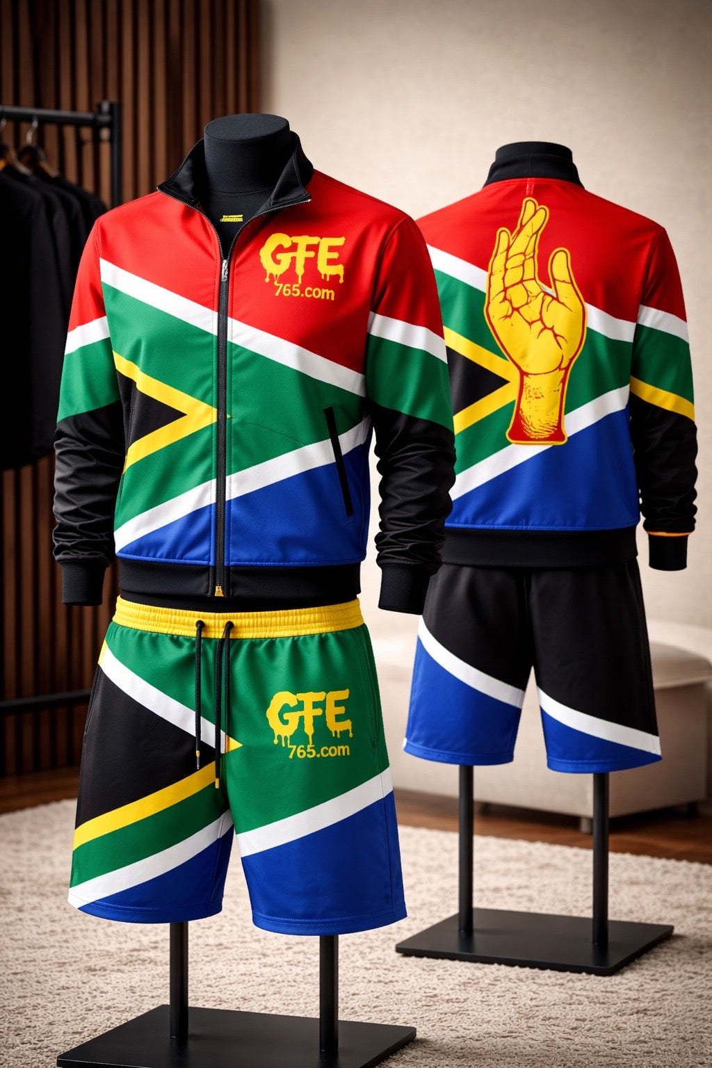 SOUTH AFRICA – REP YOUR FLAG CONVERTIBLE TRACKSUIT / SHORTS SET (MEN’S) 🇿🇦