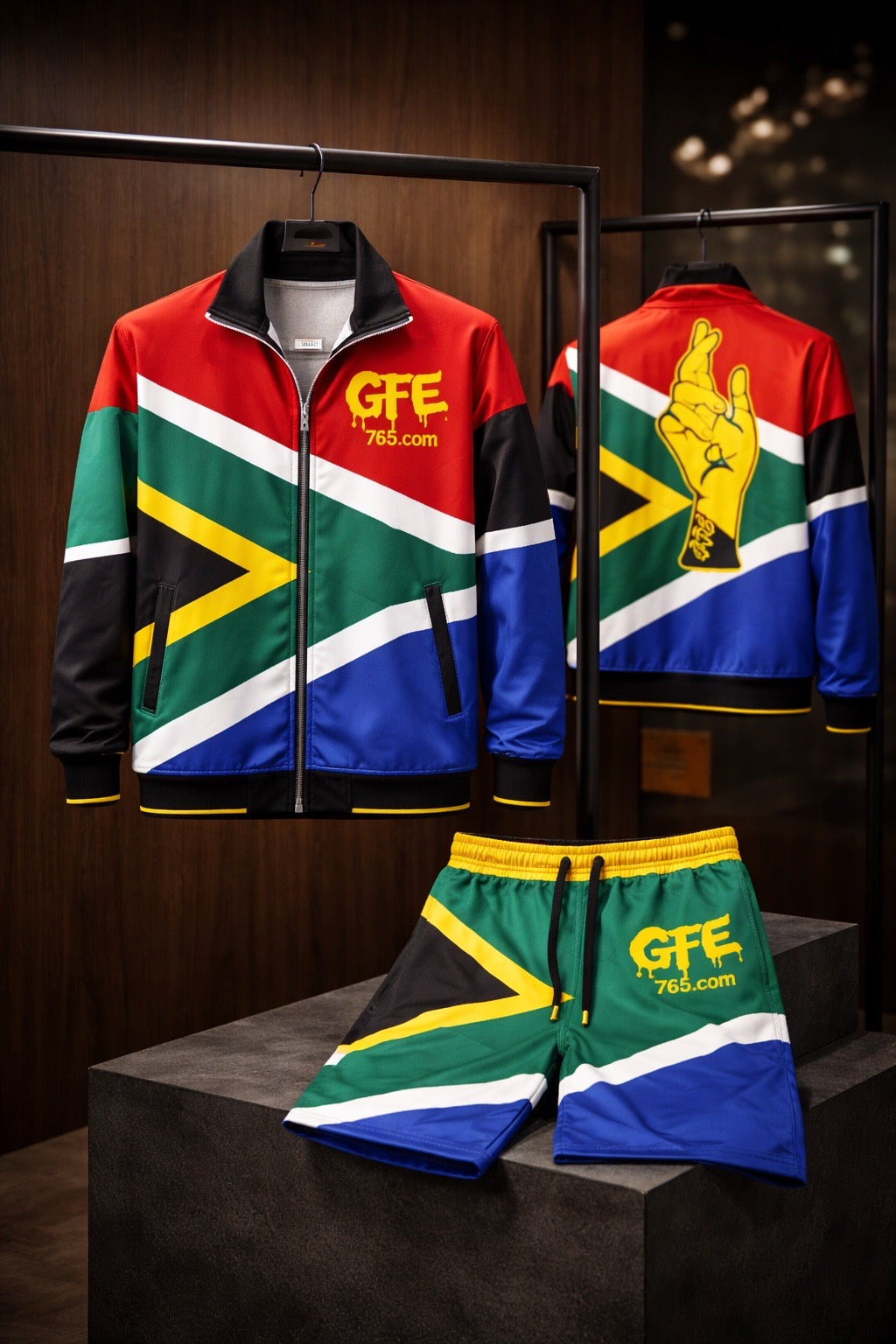SOUTH AFRICA – REP YOUR FLAG CONVERTIBLE TRACKSUIT / SHORTS SET (MEN’S) 🇿🇦