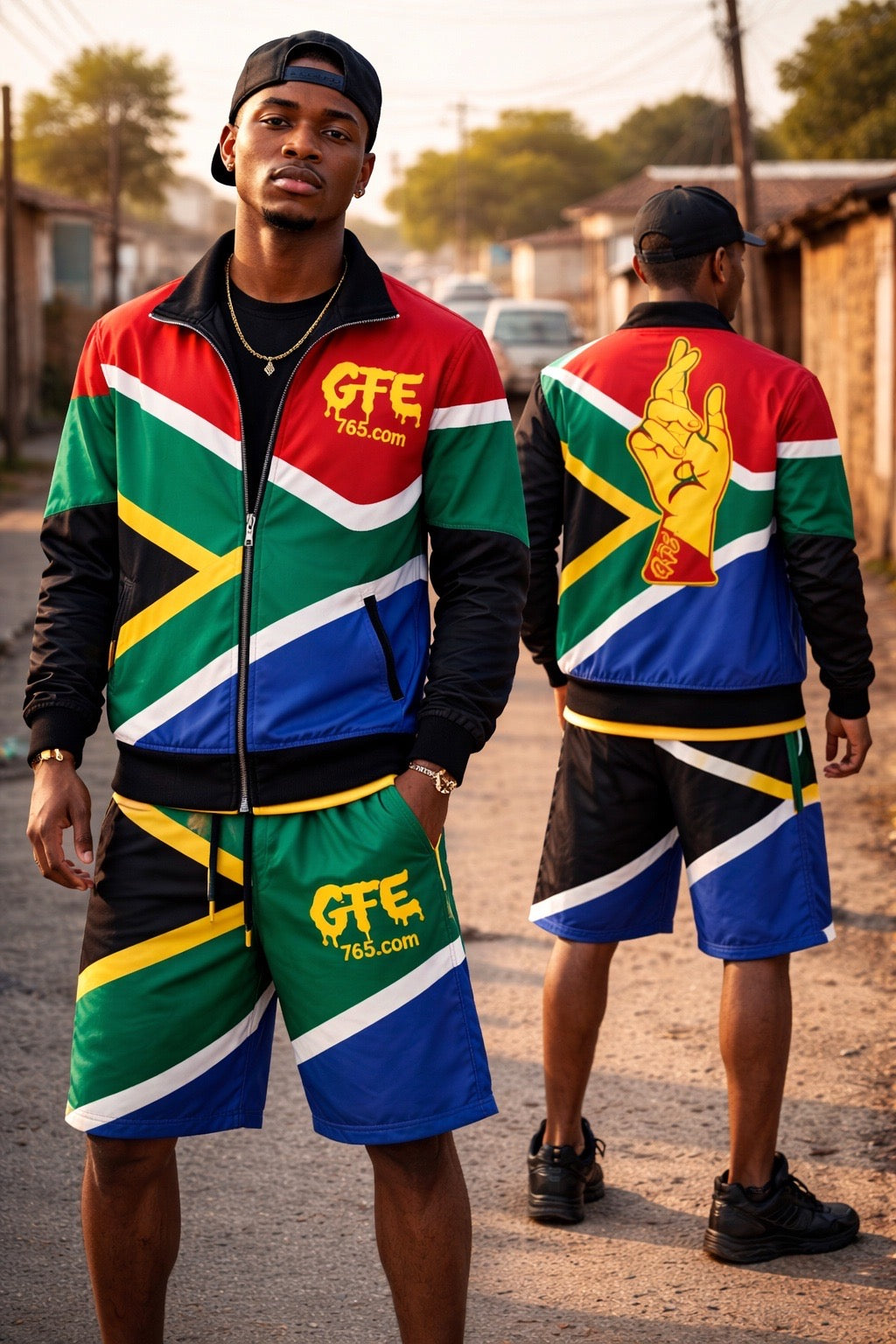 SOUTH AFRICA – REP YOUR FLAG CONVERTIBLE TRACKSUIT / SHORTS SET (MEN’S) 🇿🇦