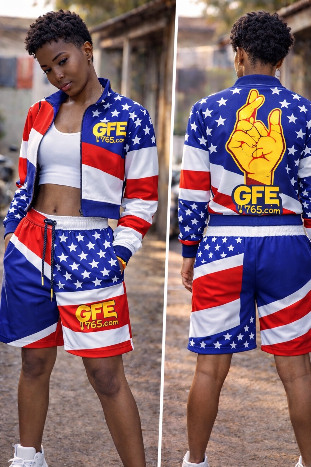 USA – REP YOUR FLAG CONVERTIBLE TRACKSUIT / SHORTS SET (WOMEN’S) 🇺🇸