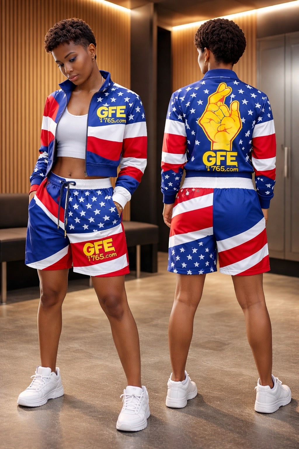 USA – REP YOUR FLAG CONVERTIBLE TRACKSUIT / SHORTS SET (WOMEN’S) 🇺🇸